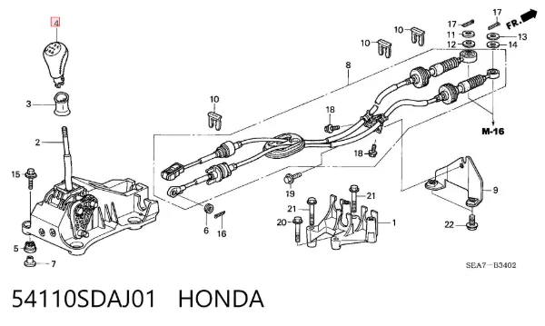 Pomo de palanca de cambios 54110SDAJ01 Honda