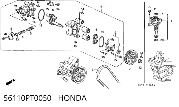 Bomba de dirección 56110PT0050 Honda