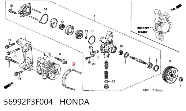 Correa de alternador 56992P3F004 Honda