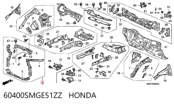 Soporte de radiador 60400SMGE51ZZ Honda