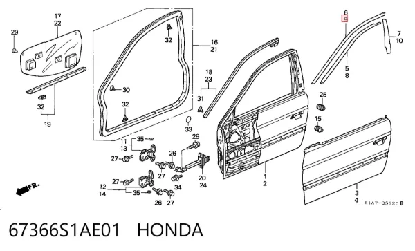  67366S1AE01 Honda