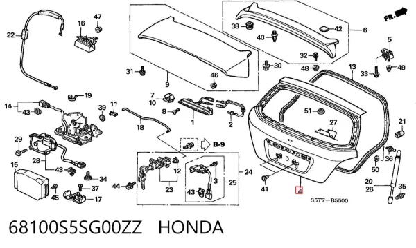 Puerta trasera 68100S5SG00ZZ Honda