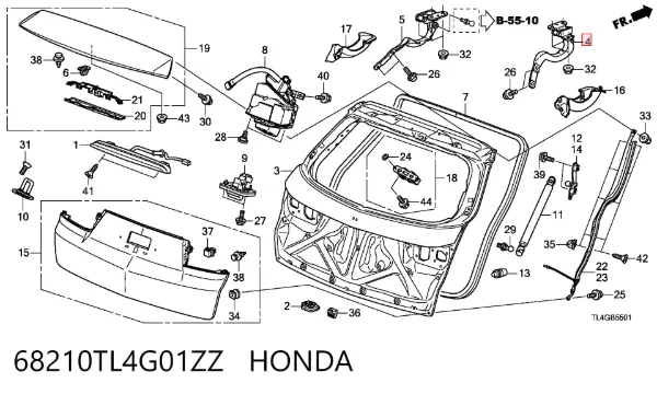 Bisagra de puerta trasera 68210TL4G01ZZ Honda