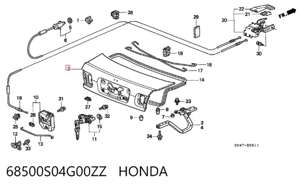 Tapa maletero 68500S04G00ZZ Honda