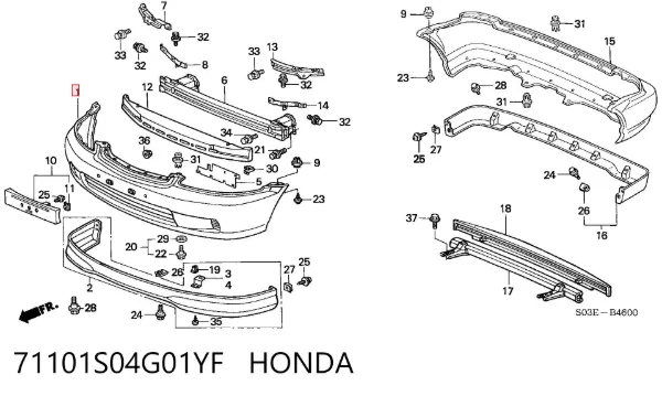 Paragolpes 71101S04G01YF Honda