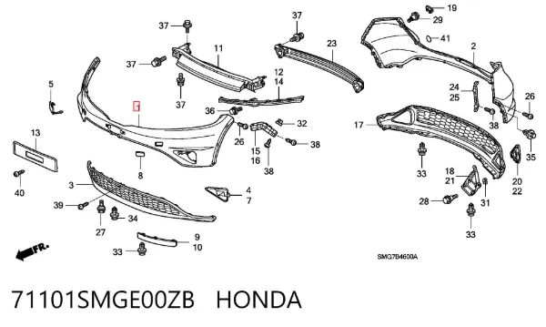Paragolpes 71101SMGE00ZB Honda