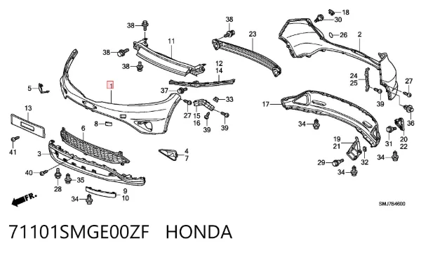 Paragolpes 71101SMGE00ZF Honda
