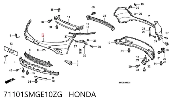 Paragolpes 71101SMGE10ZG Honda