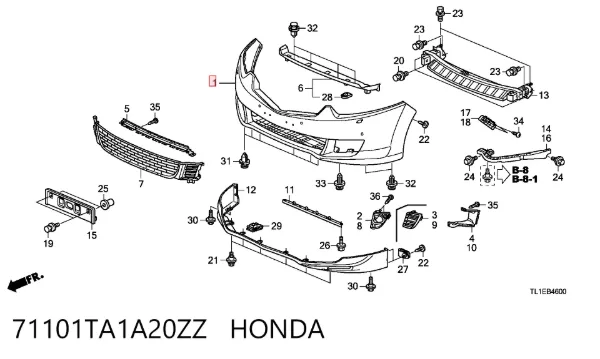Paragolpes Honda Accord VIII
