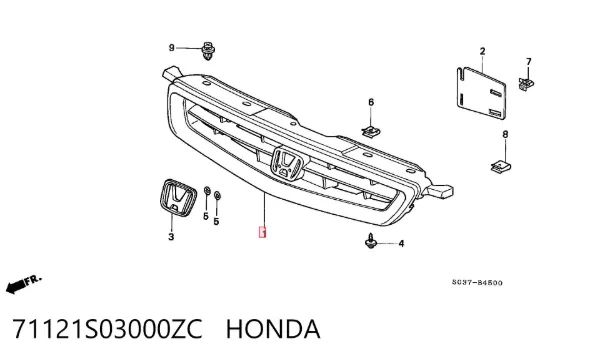 Parrilla 71121S03000ZC Honda