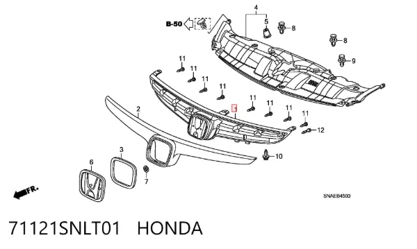 Parrilla 71121SNLT01 Honda