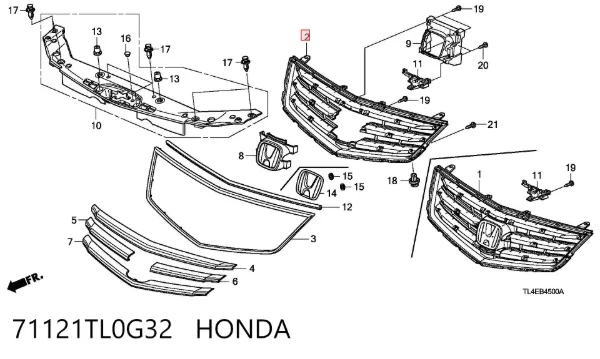 Parrilla 71121TL0G32 Honda