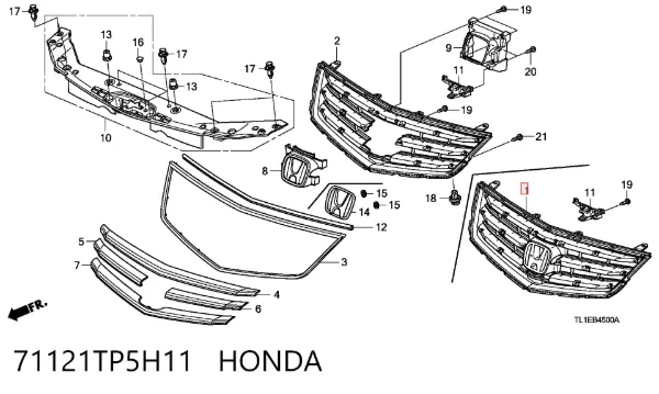 Parrilla 71121TP5H11 Honda