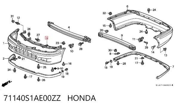 Refuerzo parachoque delantero Honda Accord VI