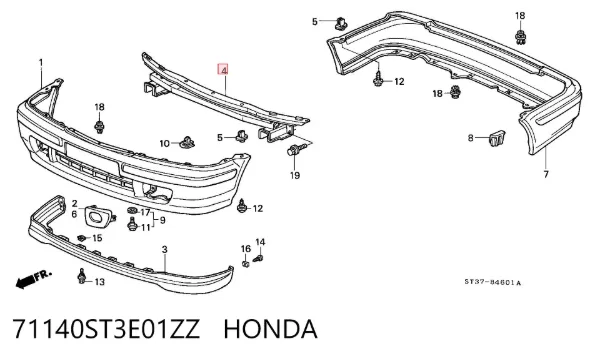 Refuerzo parachoque delantero 71140ST3E01ZZ Honda