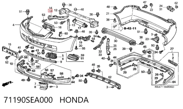 Soporte de parachoques delantero izquierdo 71190SEA000 Honda