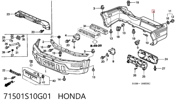 Parachoques trasero 71501S10G01 Honda