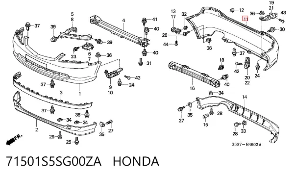 Parachoques trasero 71501S5SG00ZA Honda