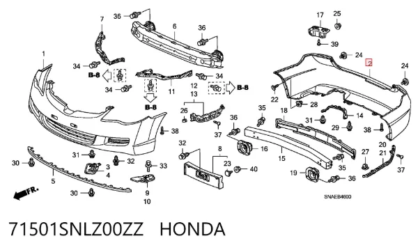 Parachoques trasero 71501SNLZ00ZZ Honda