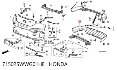Parachoques trasero, parte inferior HONDA 71502SWWG01HE