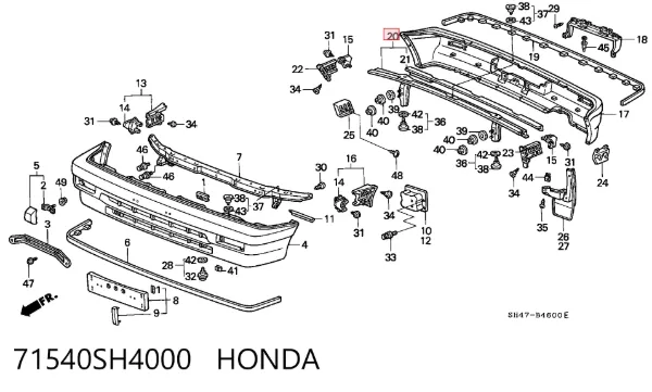 Refuerzo parachoques trasero Honda Civic IV