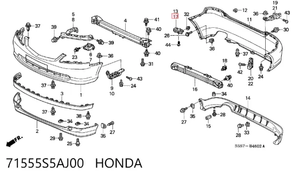 Soporte de parachoques trasero izquierdo 71555S5AJ00 Honda