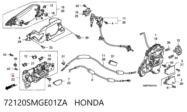 Manija interior de puerta delantera derecha 72120SMGE01ZA Honda