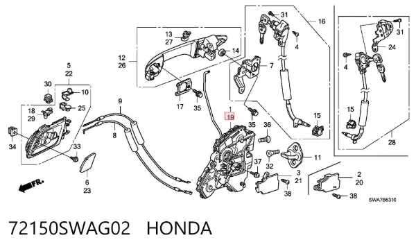 Cerradura 72150SWAG02 Honda