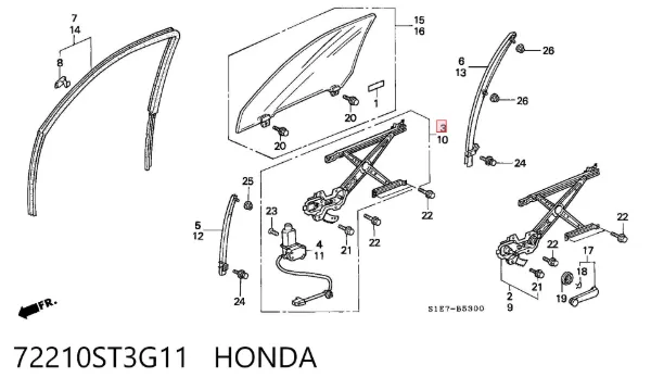 Mecanismo de elevalunas delantero derecha 72210ST3G11 Honda
