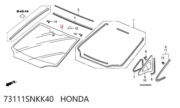 Parabrisas 73111SNKK40 Honda