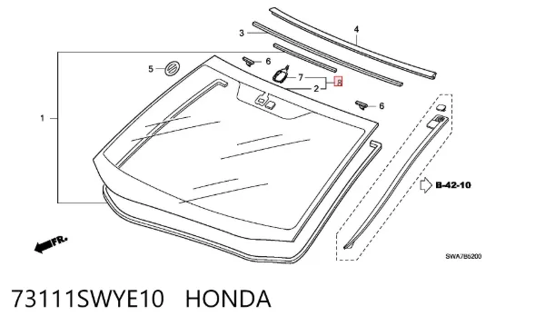 Parabrisas 73111SWYE10 Honda