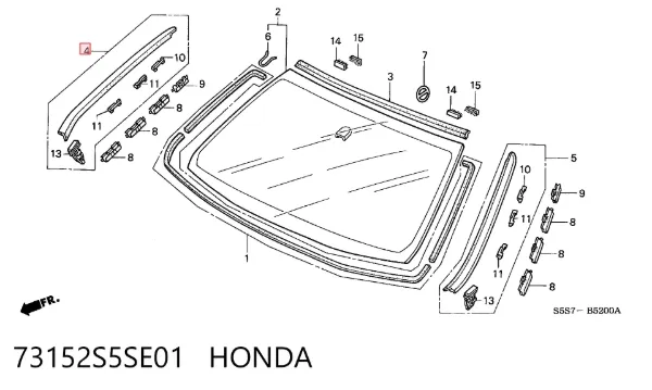 Moldura derecha del parabrisas 73152S5SE01 Honda