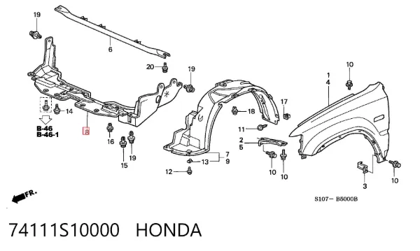 Protección delantera del motor 74111S10000 Honda
