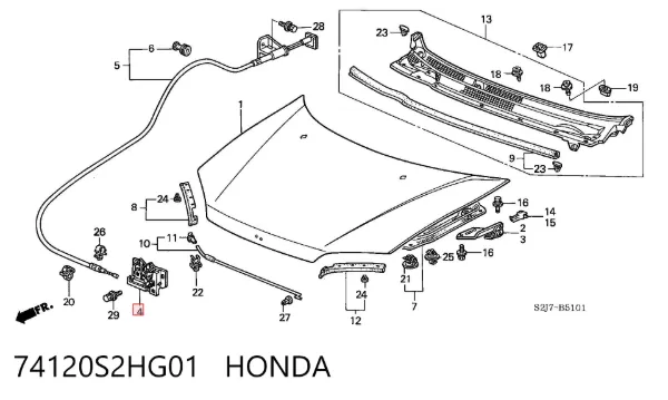 Cerradura de capó Honda HR-V GH