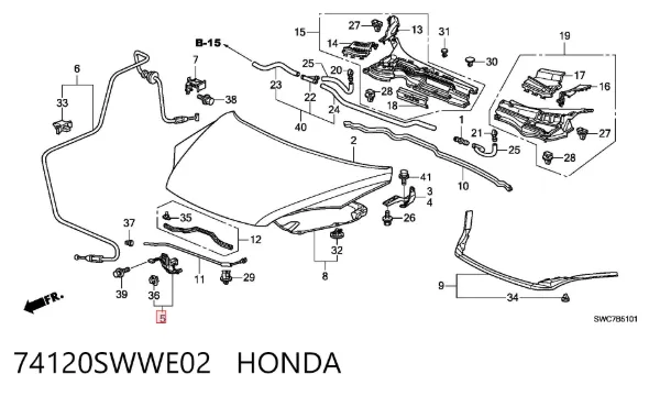 Cerradura de capó Honda CR-V III