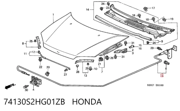 Cable de capó del motor Honda HR-V GH