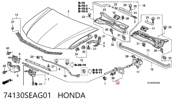 Cable de capó del motor Honda Accord VII