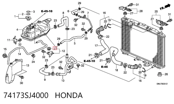 Soporte superior de radiador 74173SJ4000 Honda