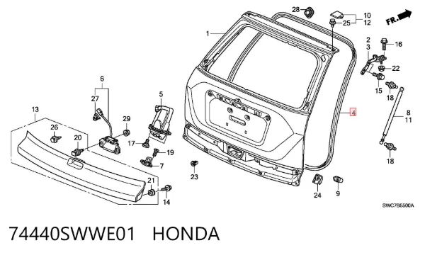 Junta Del Maletero 74440SWWE01 Honda