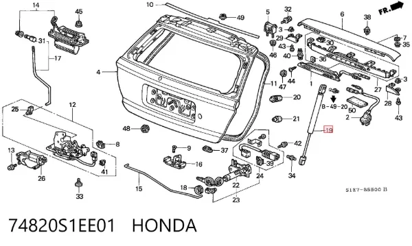 Amortiguador maletero 74820S1EE01 Honda