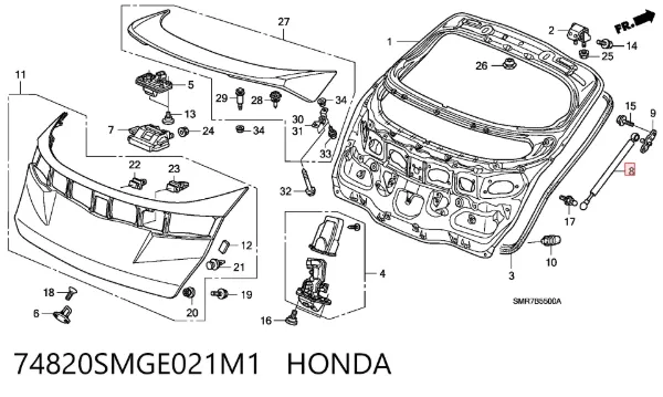 Amortiguador maletero 74820SMGE021M1 Honda