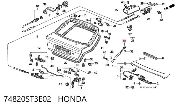 Amortiguador maletero 74820ST3E02 Honda