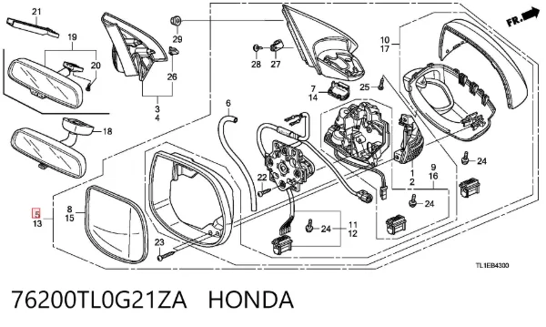 Espejo de retrovisor izquierdo Honda Accord VIII