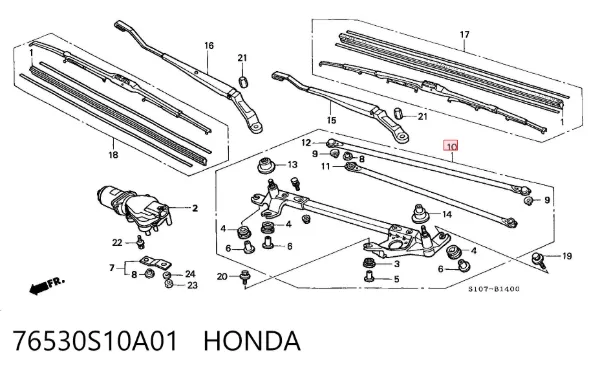 Varilla de limpiaparabrisas 76530S10A01 Honda