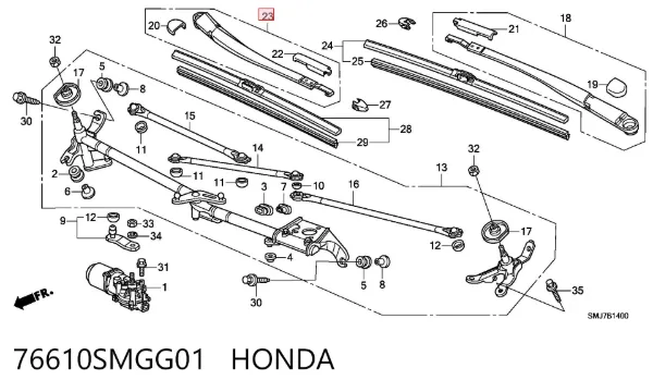 Brazo del limpiaparabrisas 76610SMGG01 Honda