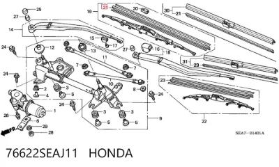 Goma de la escobilla del limpiaparabrisas del lado del conductor HONDA 76622SEAJ11
