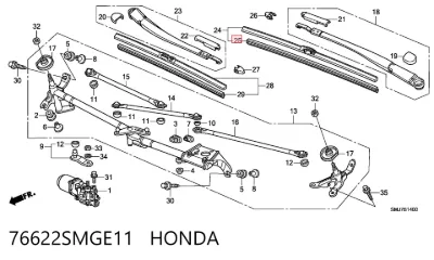 Goma de la escobilla del limpiaparabrisas del lado del conductor HONDA 76622SMGE11
