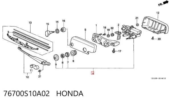 Motor limpiaparabrisas, trasera 76700S10A02 Honda