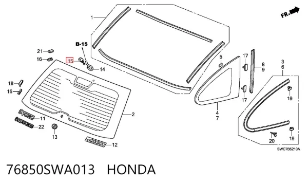 Boquilla del lavaparabrisas trasero 76850SWA013 Honda