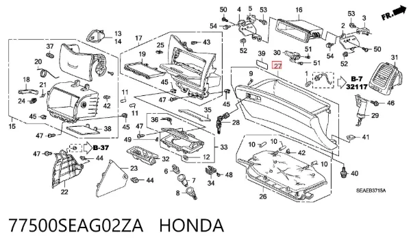 Tapa guantera Honda Accord VII